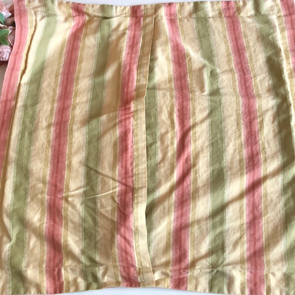 WAVERLY FOREVER YOURS GOLD ROSE PINK STRIPE FLORAL European sham 90s vibe